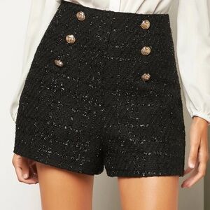 Black High Waist Tailored Shorts